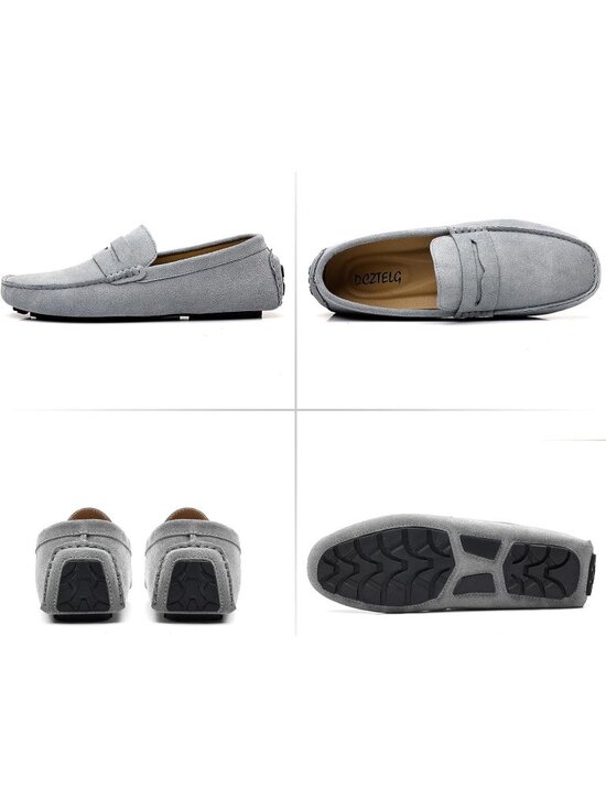 DCZTELG Men\'s Grey Rubber Suede Penny Loafer Slip On Llightweight Casual Shoes main image 6